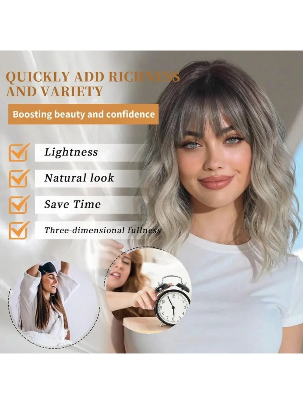 Women's Dirty Blonde 14 Inch Heat Resistant Synthetic Fiber Shoulder Length Wigs